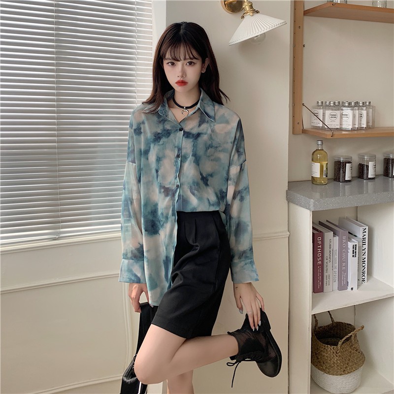 Áo Sơ Mi Hoa Tay Dài Thời Trang Dành Cho Nữ