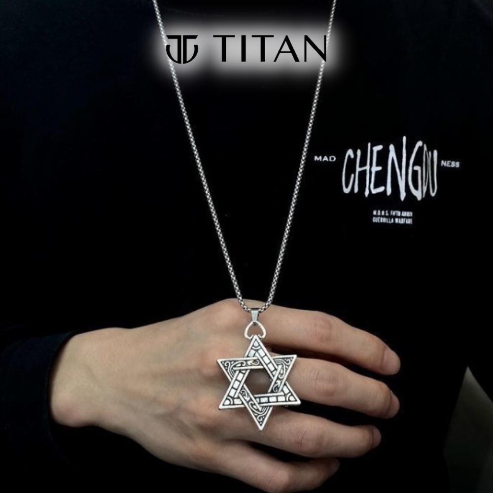 Dây chuyền nam nữ thời trang, vòng cổ Ngôi Sao 6 cánh hipHop TITAN Shop, màu đẹp như bạc 925 chất liệu Titan không gỉ