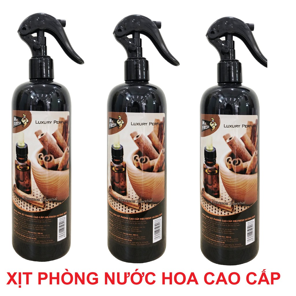 Bộ 3 chai nước hoa xịt phòng cao cấp Mr Fresh 500ml - khử mùi phòng, ẩm mốc, hạn chế côn trùng ruồi muỗi