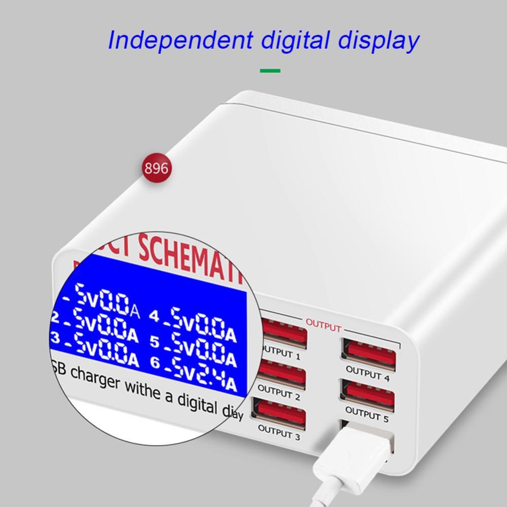 Củ Sạc Nhanh Thông Minh DIGIFOUNDER QC3.0 Với 6 Cổng USB Và Màn Hình LCD Cho Điện Thoại Thông Minh/Máy Tính Bảng G2K1