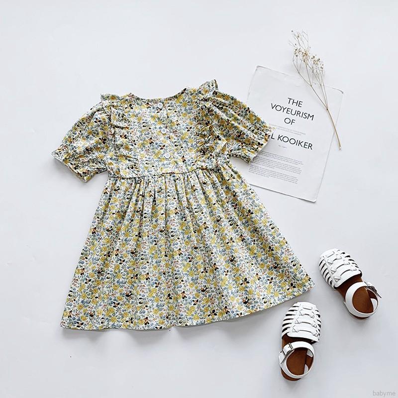 Đầm Cotton Không Tay Họa Tiết Hoa Cho Bé Gái