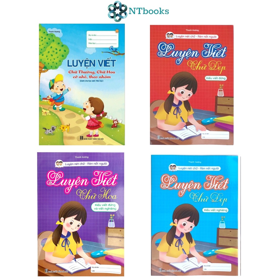 Sách Luyện viết chữ đẹp - Trọn bộ 4 quyển (Luyện viết chữ thường, chữ hoa, chữ đứng, chữ nghiêng) (Combo, Lẻ tùy chọn)