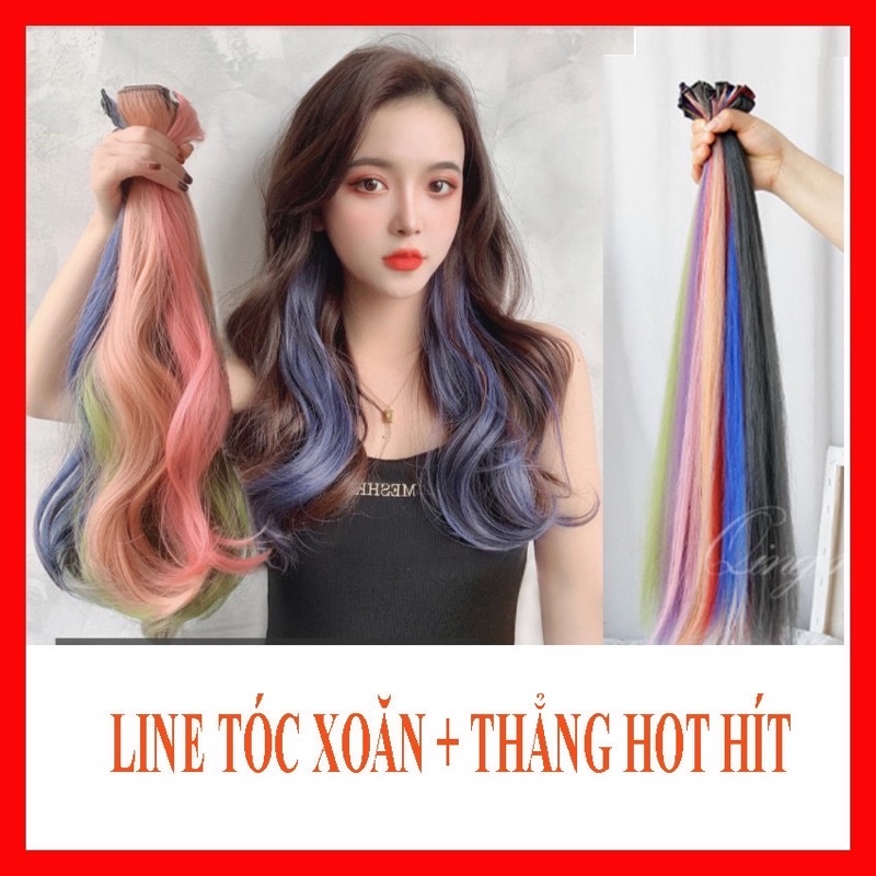 Kẹp light tóc giả xoăn + thẳng hot hit nhiều màu