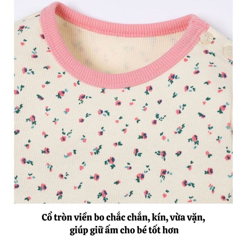 Bộ thu đông cho bé gái chất thun gân cotton Hàn Quốc quần áo dài tay size 1 tuổi - 5 tuổi