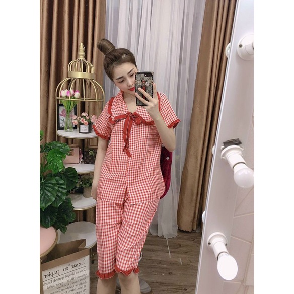 đồ bộ tiểu thư mặc nhà dạo phố   Chất thun poly