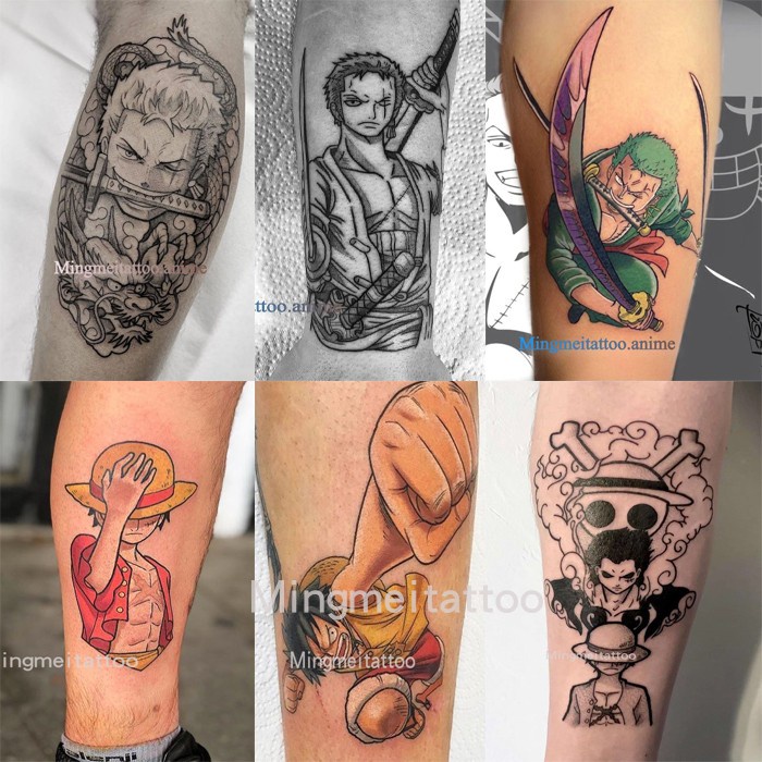 Bộ 6 Hình Xăm Dán Lâu Trôi Chống Thấm Nước Họa Tiết One Piece Độc Đáo