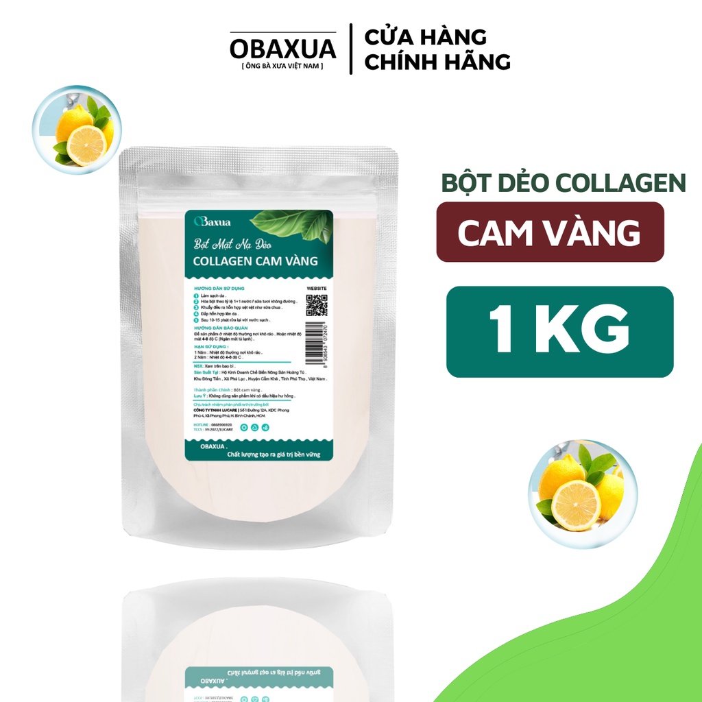 [ 1KG ] Mặt Nạ Dẻo Collagen Cam Vàng OBAXUA, cấp Vitamin C - Dưỡng trắng sáng da, chống lão hóa