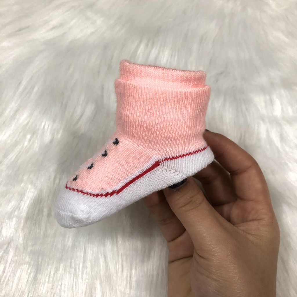 Set 2 đôi tất len sơ sinh cao cổ họa tiết giả giày cho bé trai, bé gái 0-3 tháng