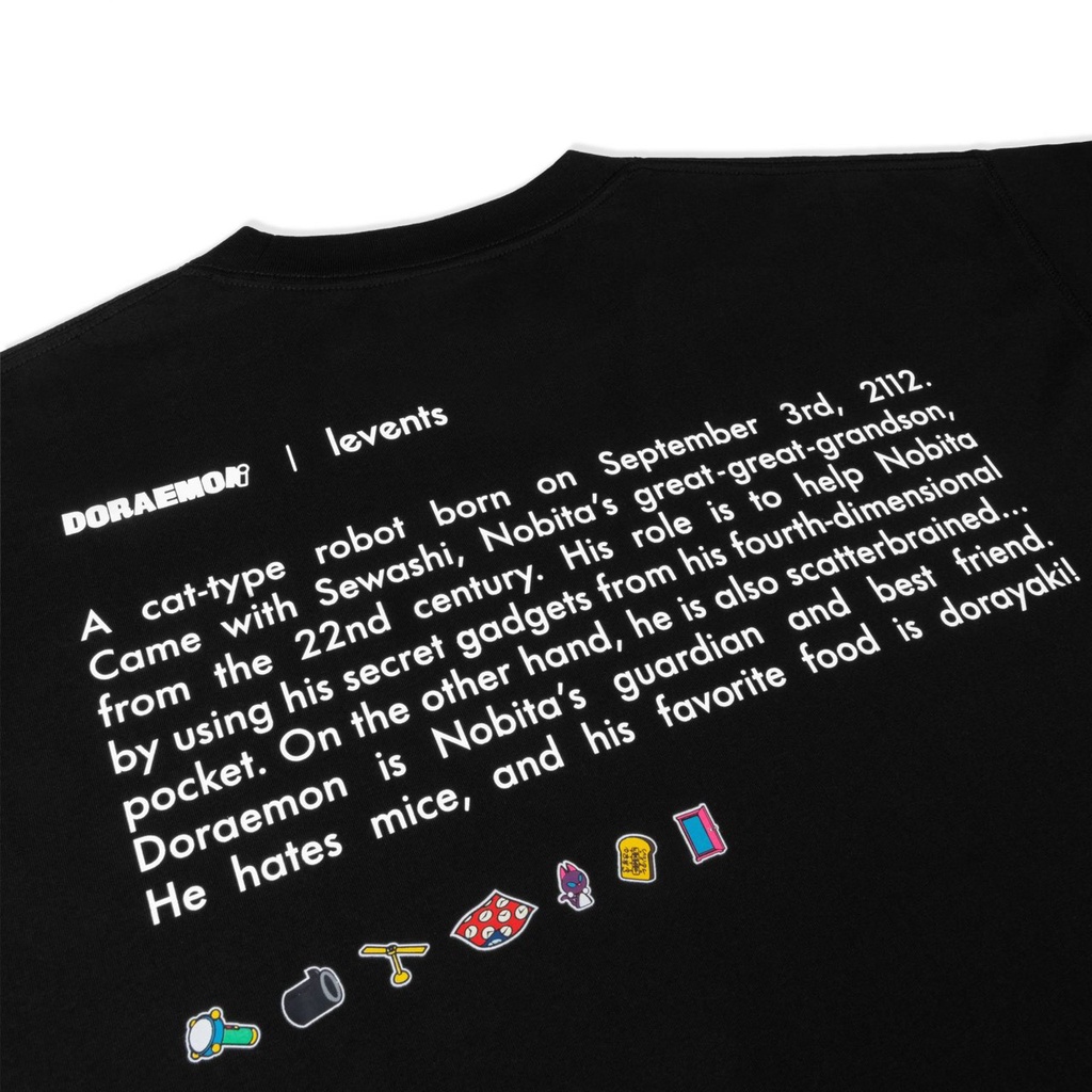 Áo thun Levents DORAEMON MiniCat vải Cotton dày mịn, logo thêu