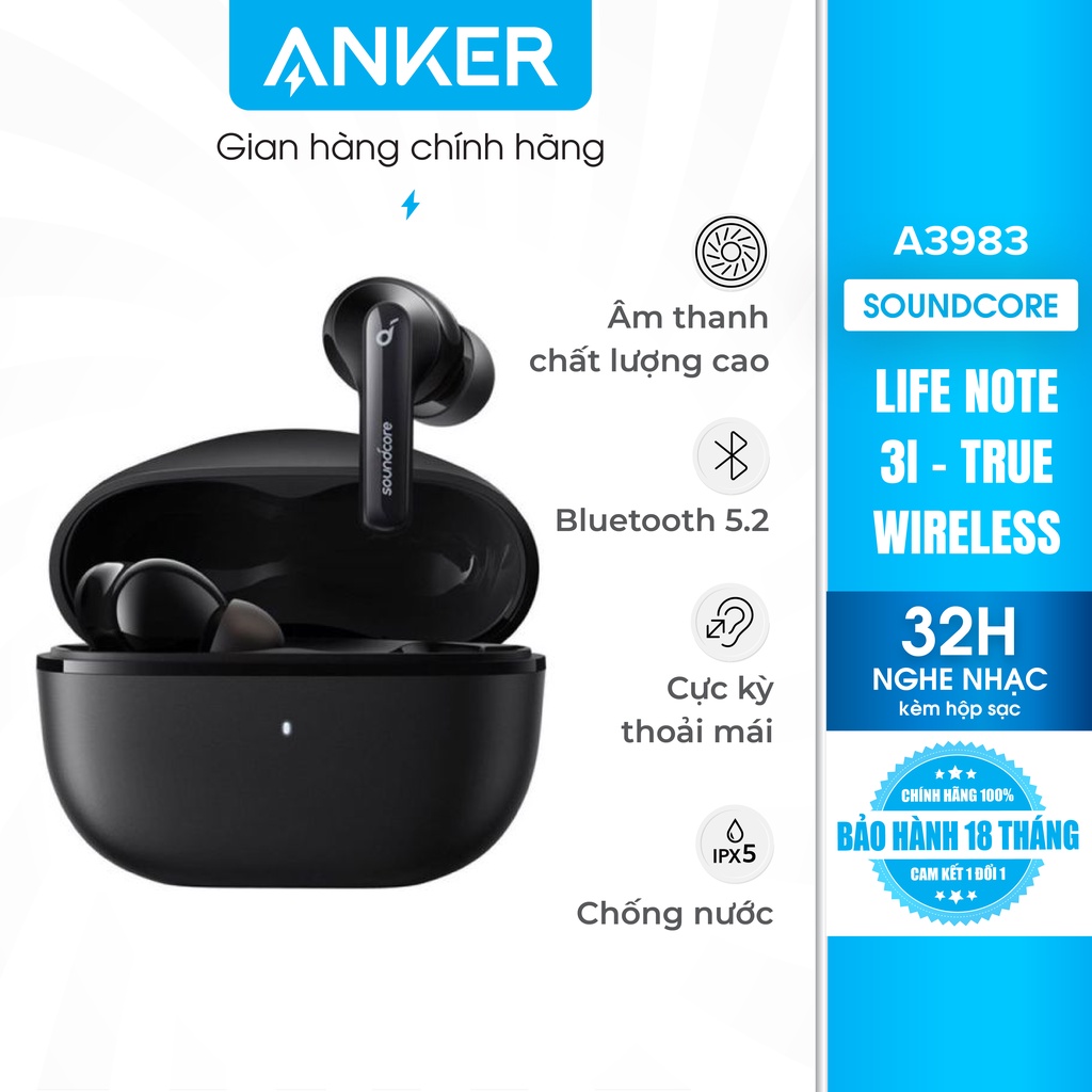 Tai nghe không dây SOUNDCORE (by ANKER) Life Note 3i True Wireless (TWS) - A3983