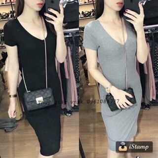 Váy body cổ tim xẻ đùi