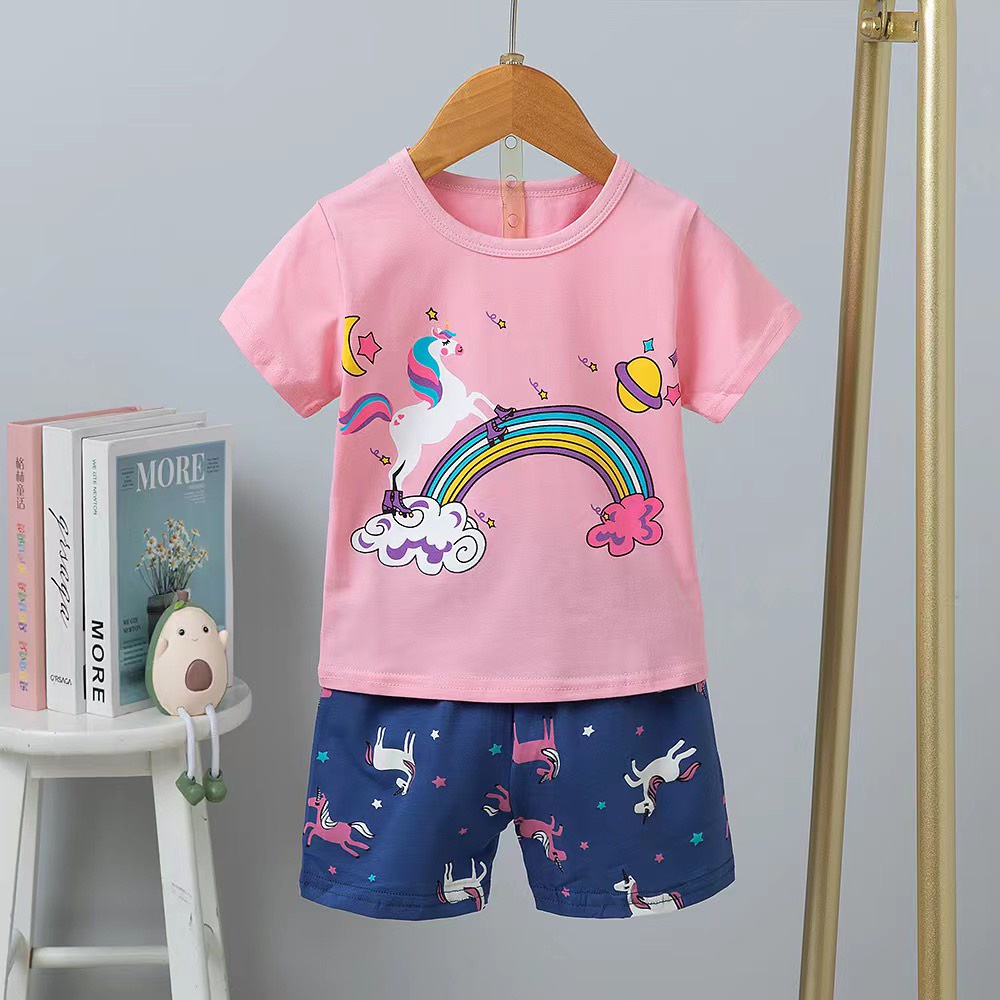 Đồ bộ cotton xuất hàn bé gái cao cấp mỏng mát