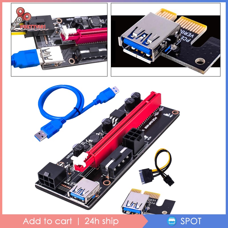 ✨Hàng sẵn sàng✨Thẻ mở rộng Pci-E Ver 009s 1x Sang 16x Usb 3.0 2x 6pin