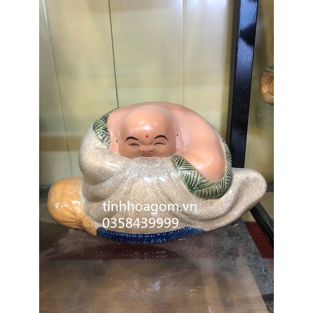 Tượng sứ Ông No Đủ Bát Tràng cao 20 rộng 35cm