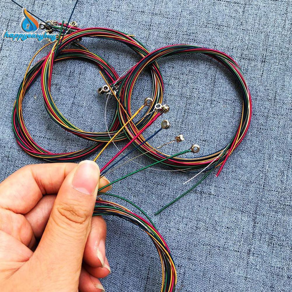 Bộ 6 dây đàn guitar màu cầu vồng dành cho đàn guitar acoustic và guitar truyền thống