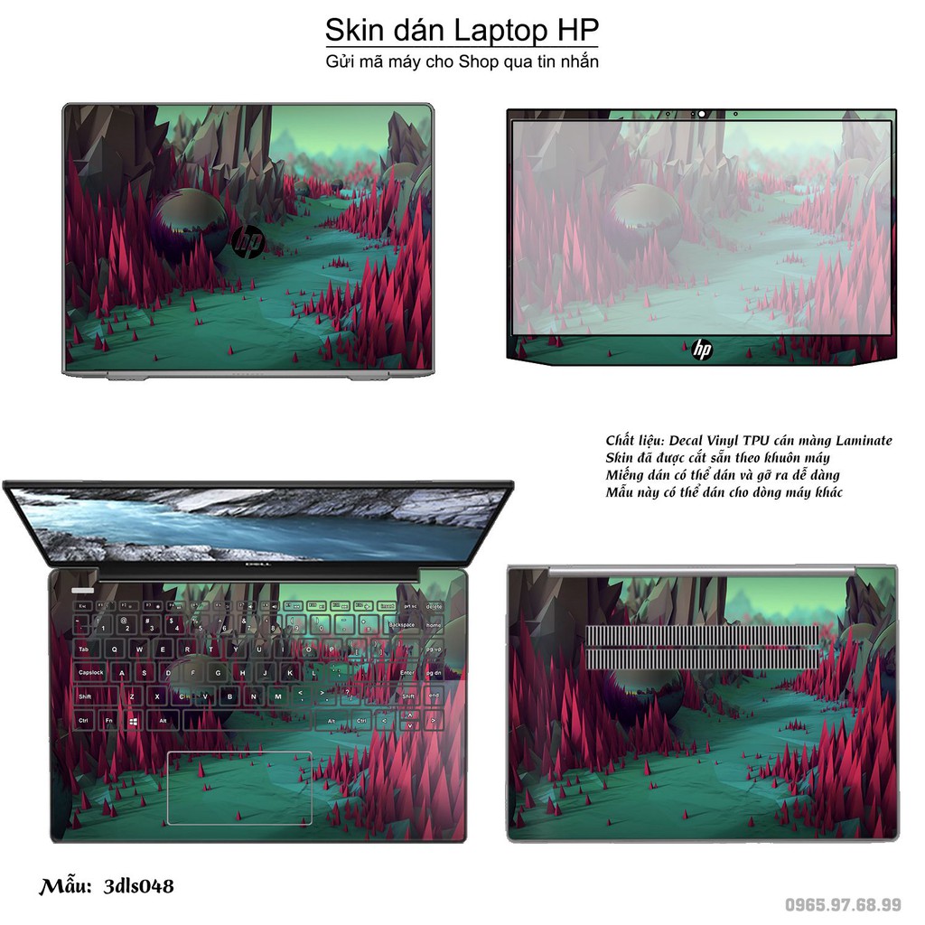 Skin dán Laptop HP in hình 3Ds (inbox mã máy cho Shop)