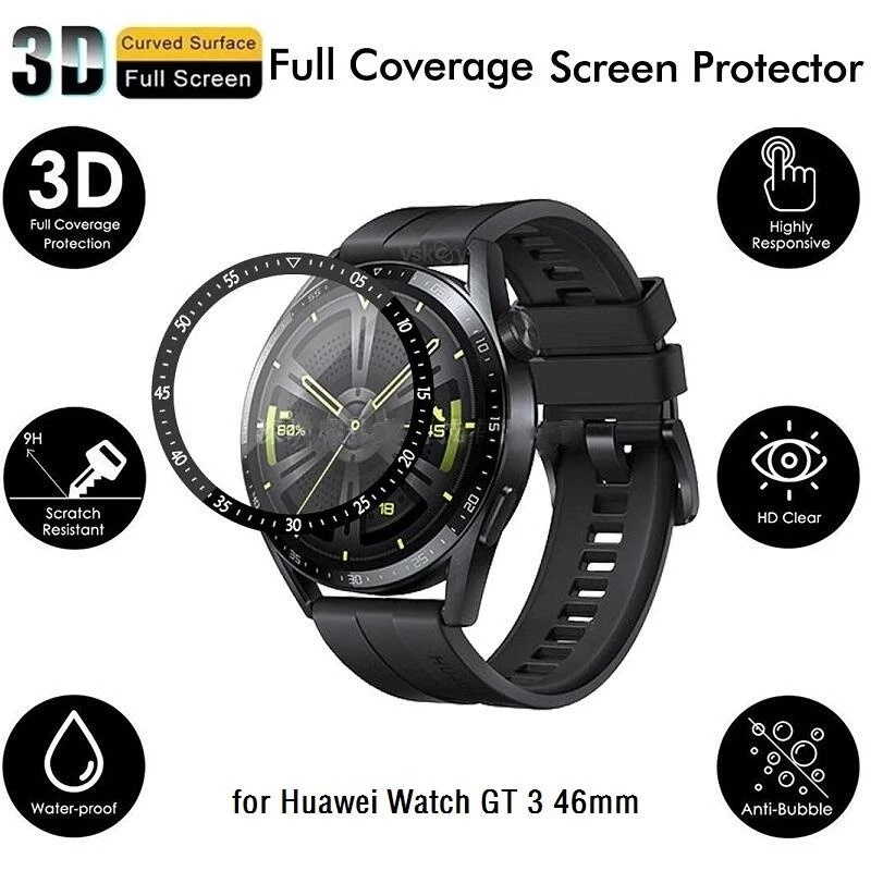 3D Curved HD Clear PMMA Huawei Watch Screen Protector Film / Oil-proof Anti-scratch Anti-fingerprint Transparent Smart Watch Film / Compatible with Huawei GT3 42MM/46MM