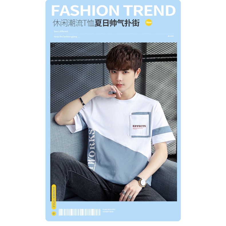 Đánh vần màu sắc thời trang phong cách thương hiệu đẹp trai ngắn tay áo thun