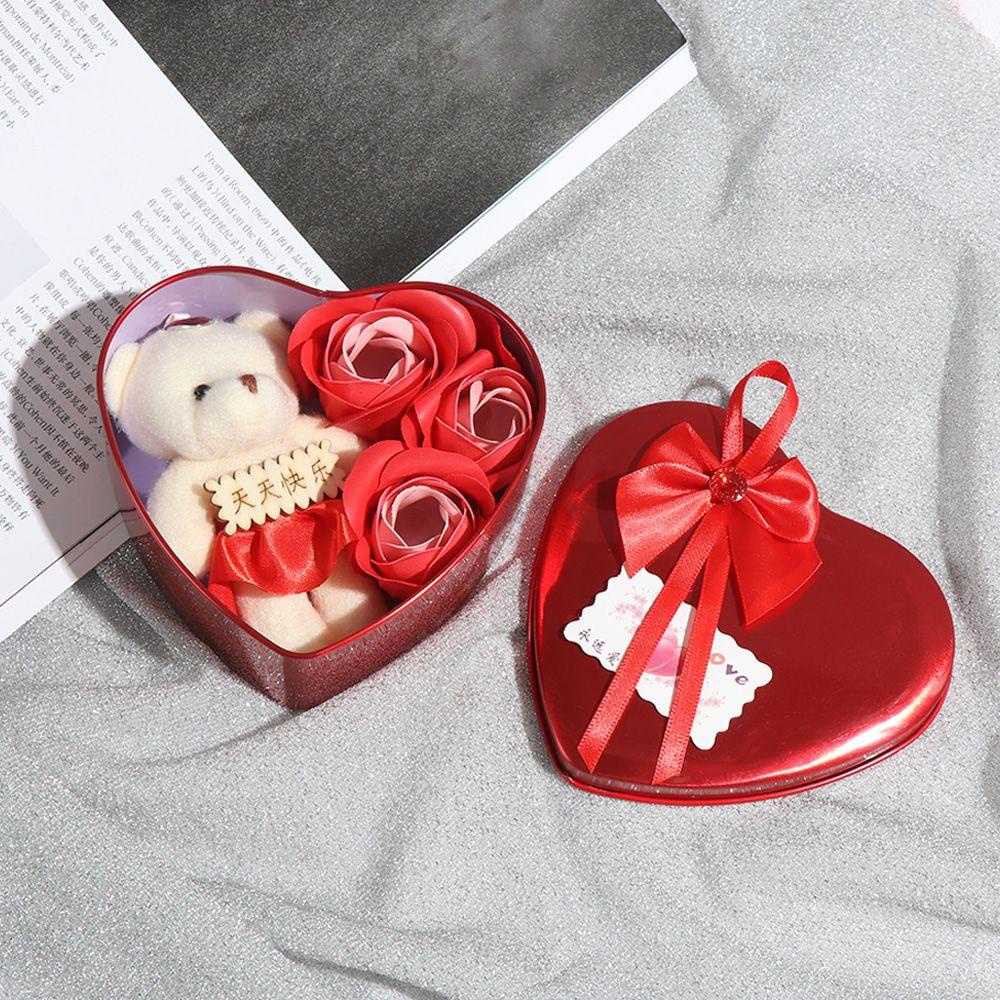 .Set 3 Hộp Quà Tặng Hoa Hồng Sáp Trái Tim Gấu Đáng Yêu