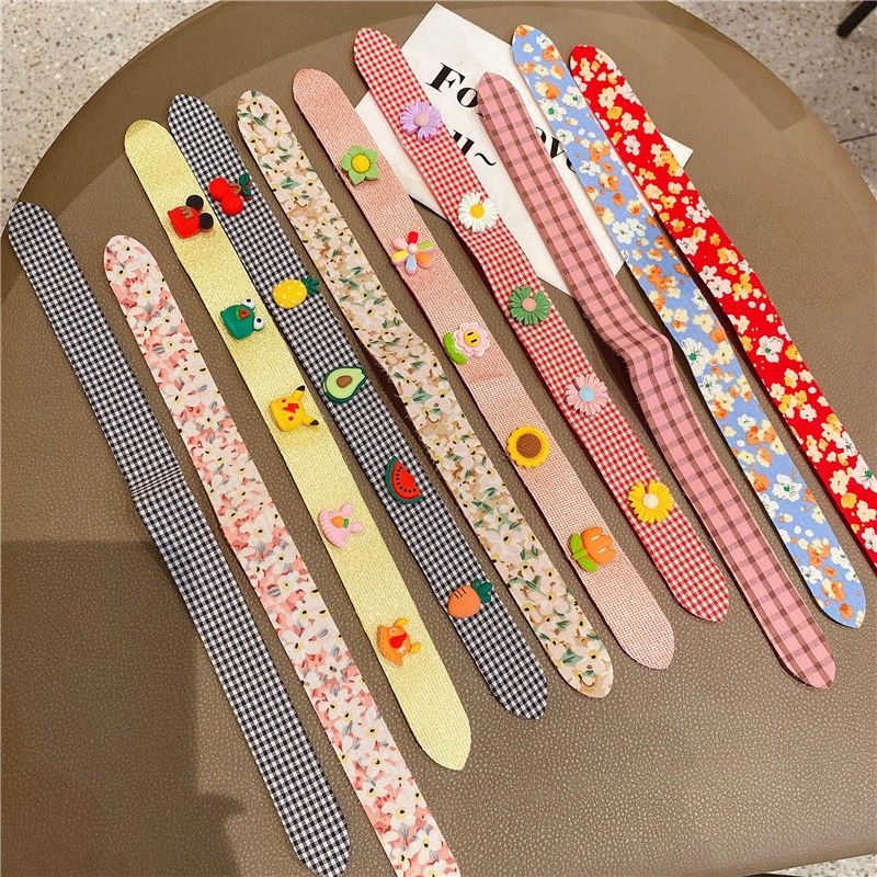 Bờm tóc dán gấp gọn đính hoa quả cho mẹ v bé nhiều mẫu xinh cute - style Hàn Quốc