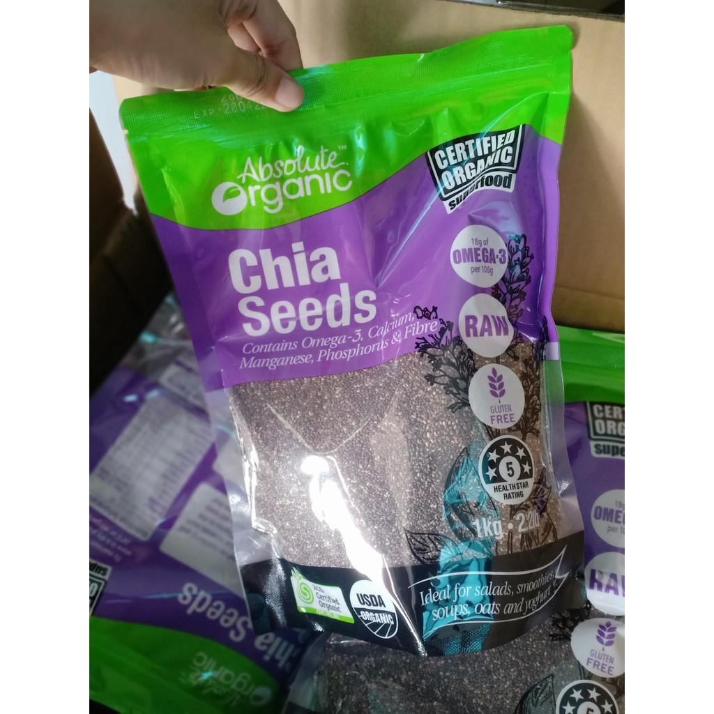 Hạt chia Úc Absolute Organic Gói 1Kg Vỏ Tím