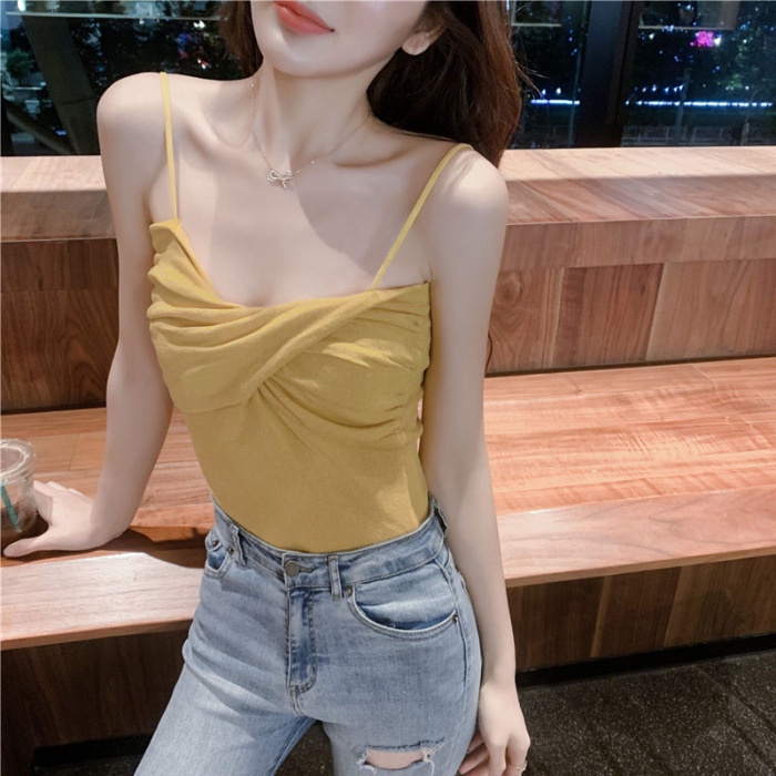 Áo Dệt Kim Sát Nách Cổ Chữ V Dáng Ôm Màu Trơn Thời Trang Quyến Rũ Cho Nữ