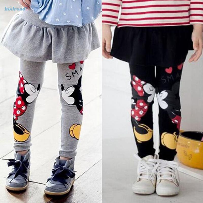 Quần legging liền chân váy cotton mềm mại họa tiết chuột Mickey/Minnie thời trang dành cho bé gái
