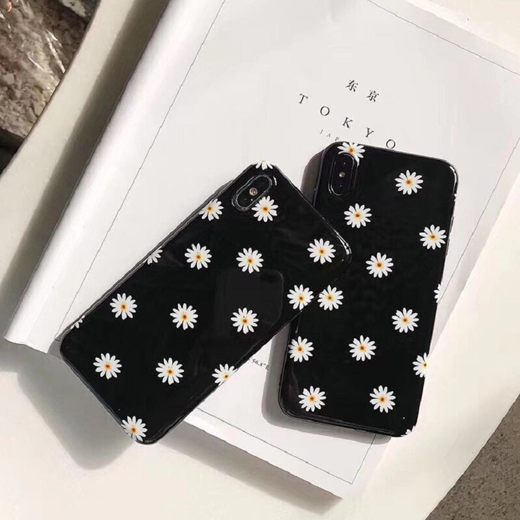 Ốp Lưng Iphone Cao Cấp Full Viền Màu Đen Hoa Cúc Trắng Dành Cho Tất Cả Dòng Iphone từ 6 đến 11promax | BigBuy360 - bigbuy360.vn