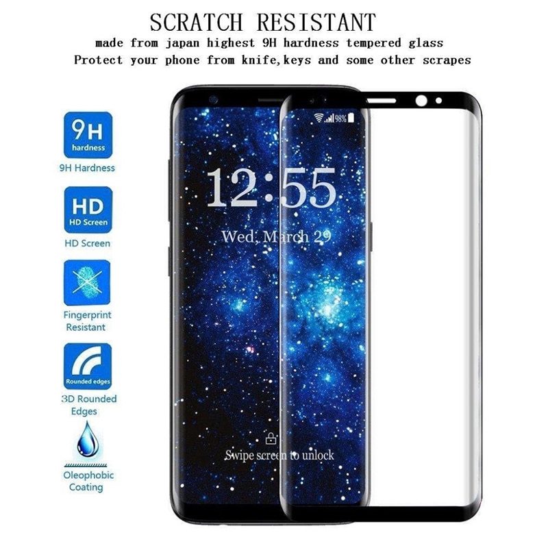 Kính Cường Lực Bảo Vệ Màn Hình Cong 3d Cho Samsung Note 9 S8 S9 Plus S6 S7 Edge 8