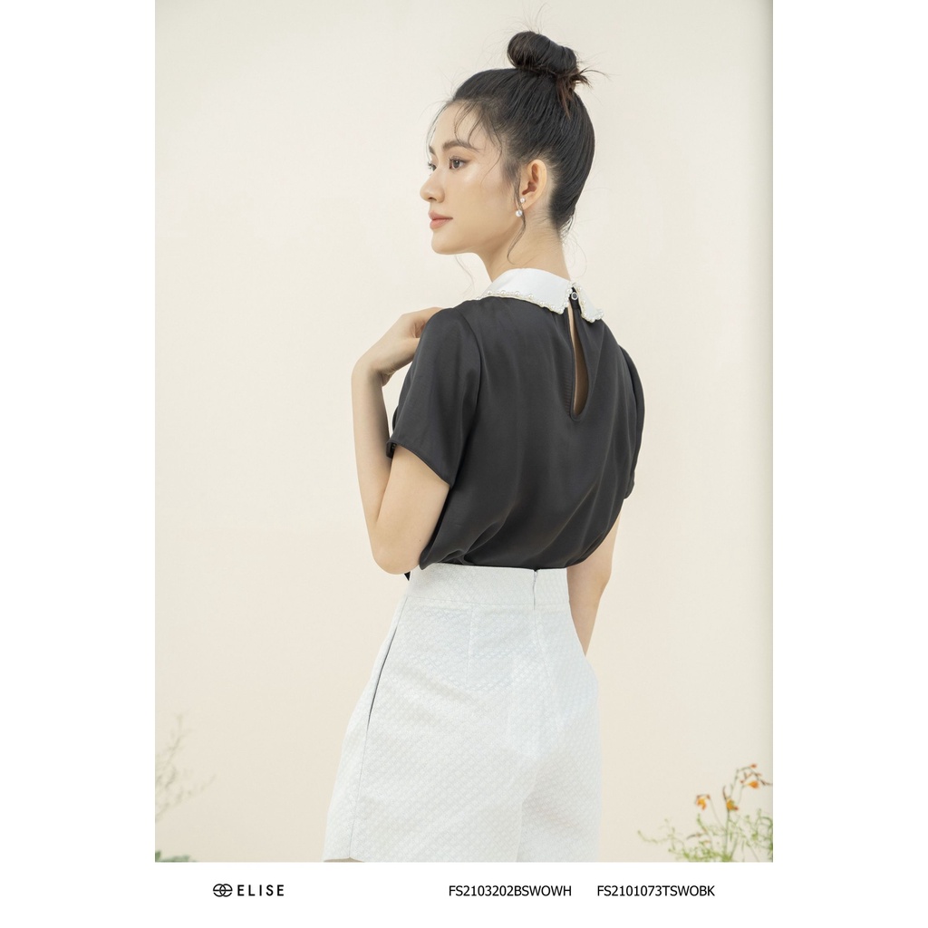 Quần sooc gấm trắng vạt lệch thiết kế Elise FS2103202BSWOWH