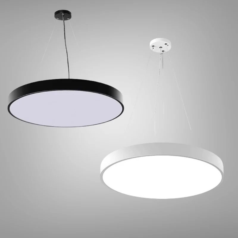 Đèn LED thả trần hình tròn, lục giác màu đen cho văn phòng, quán cafe ánh sáng trắng