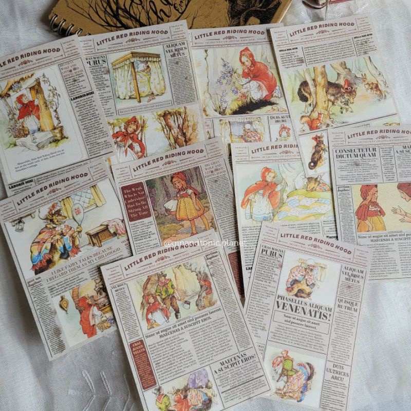 Set 10 tấm giấy nền trang trí fairy tale dùng decor sổ bullet journal - ginandtonic