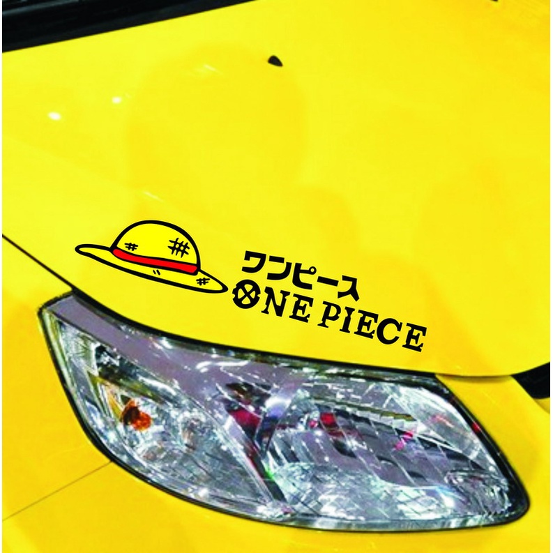 Bộ 2 Miếng Dán Trang Trí Gương Chiếu Hậu Xe Hơi / Mô Tô Họa Tiết ONE PIECE Độc Đáo
