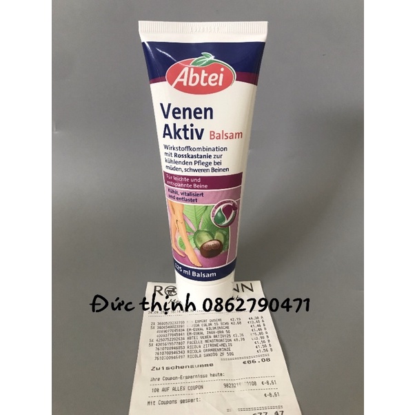 ( Bill Đức ) Kem Bôi Giãn Tĩnh Mạch Abtei Venen Aktiv nội địa Đức - 125ml