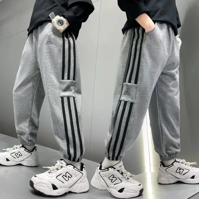 Quần bo ống BXPB cotton kẻ sọc thể thao thoải mái cho bé trai 4-15 tuổi