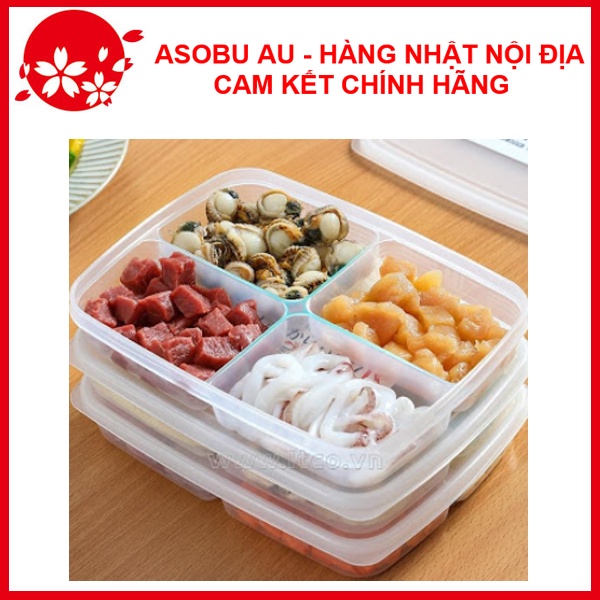 Hộp đựng thực phẩm chia ngăn Nakaya Nhật Bản nắp dẻo dung tích 710ml