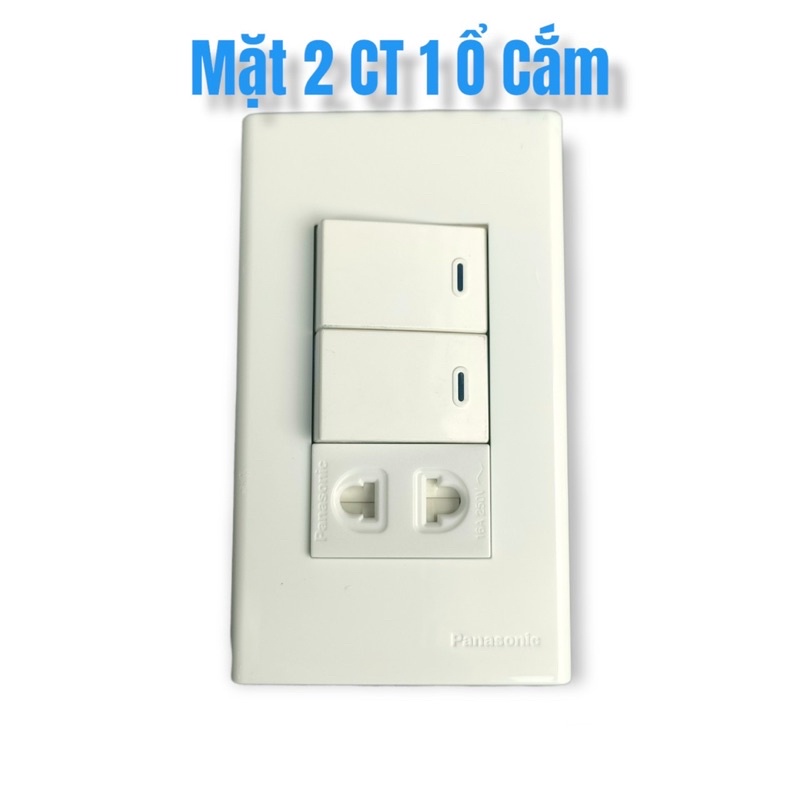 Mặt 3 thiết bị công tắc ổ cắm đơn âm tường Wide Panasonic chính hãng có kém đế nổi giao hỏa tốc