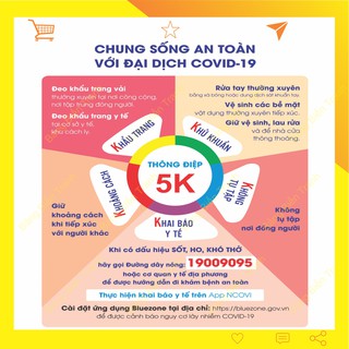 Poster áp phích chống dịch thông điệp 5k cho cửa hàng, xưởng, nhà máy...