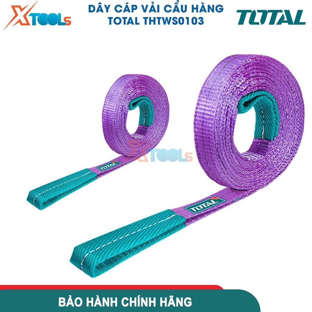 Dây cáp vải cẩu hàng dài 2m-3m Total, khả năng tải 1 tấn, chiều rộng dây 30mm, phụ kiện nâng hạ độ bám-CHÍNH HÃNG-XTOOLS