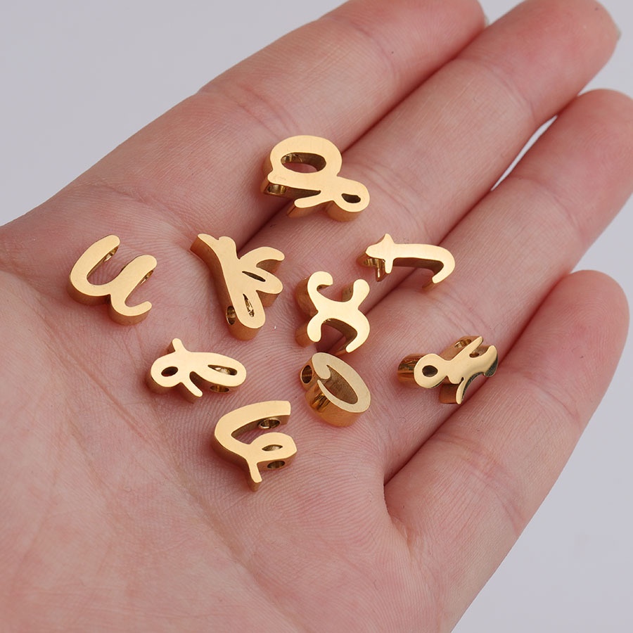 Hạt Thép Không Gỉ Tráng Gương Hình Chữ Cái Từ A-Z Lỗ Nhỏ 1.8mm