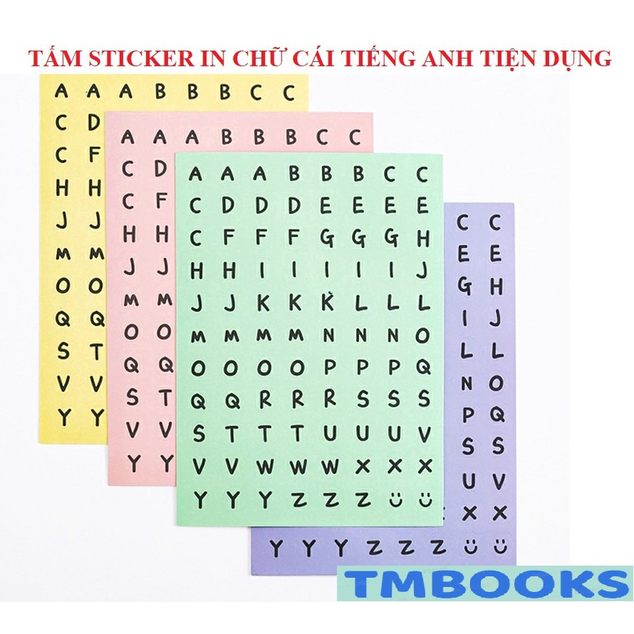 ( Nhiều Mẫu )Tấm sticker in chữ số tiếng Anh thích hợp trang trí sổ tay/nhật ký, tiện dụng - TMBOOKS