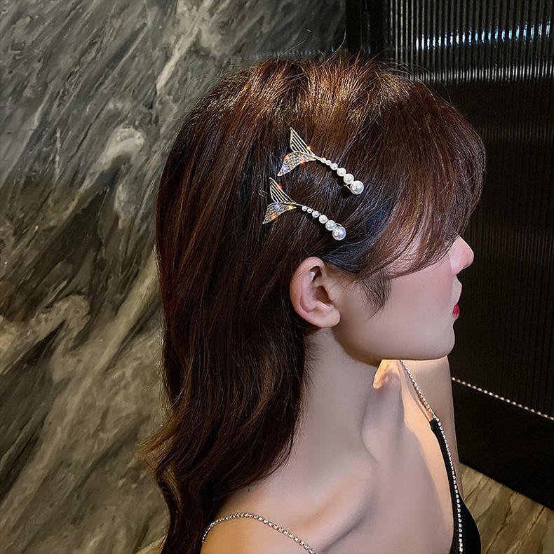 Kẹp Tóc Đuôi Nàng Tiên Cá Đính Ngọc Trai Phong Cách Hàn Quốc