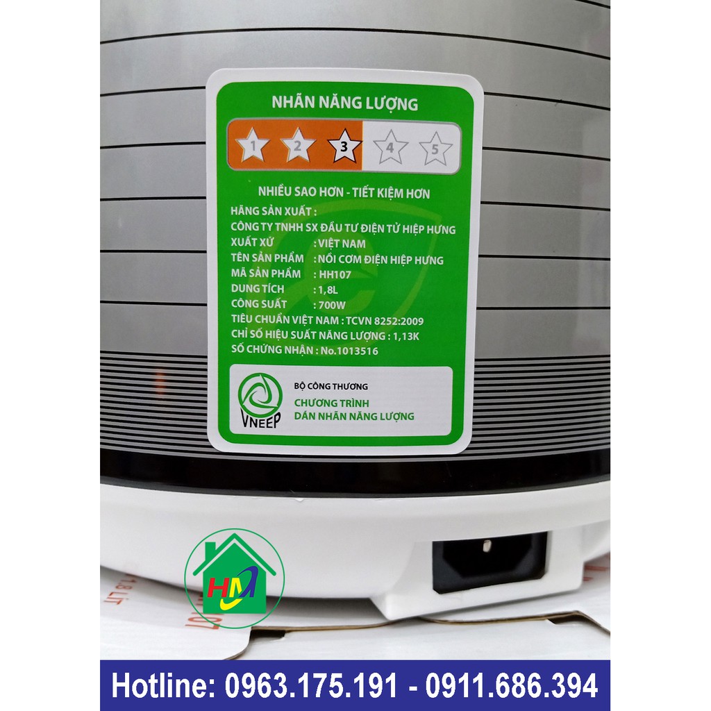 Nồi Cơm Điện Hiệp Hưng 1.8L HH107