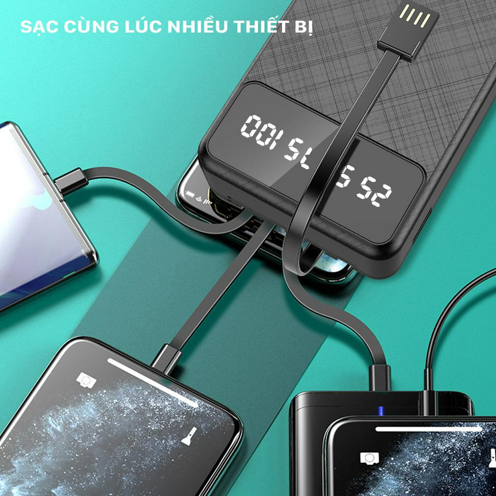 A6 Sạc Dự Phòng Sendem P900 20000mAh Tích Hợp Sẵn Cáp Sạc, Có Led Báo Phần Trăm Pin P900