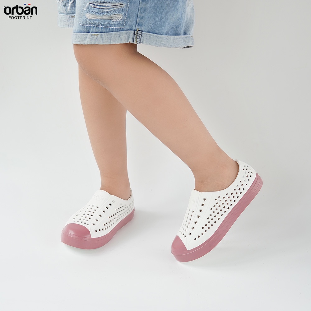 Giày Trẻ em Eva siêu nhẹ, siêu mềm dẻo Urban chống thấm nước trắng hồng (D2001 KID4)