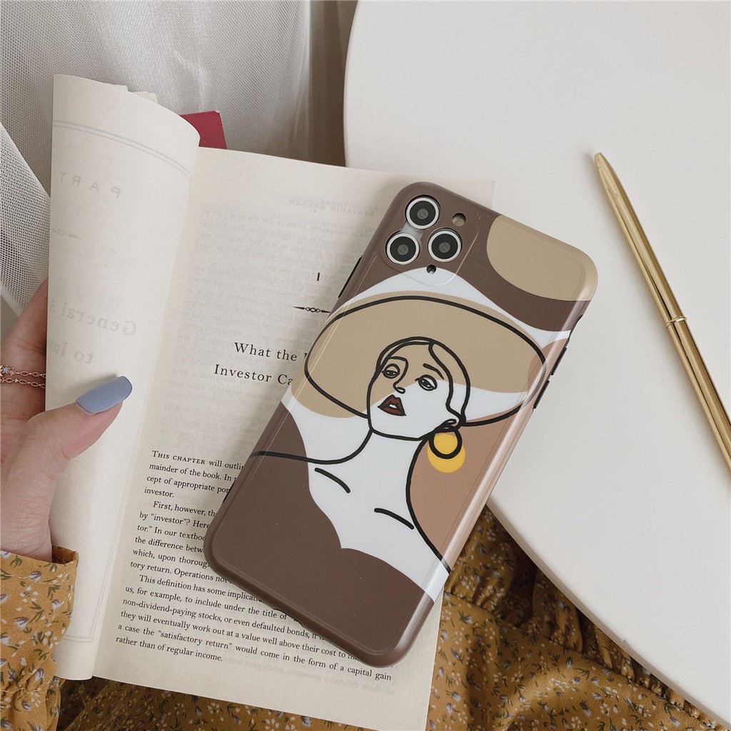 Soft Plastic Phone Cases Cute Couple cartoon Art girl Case suitable for iPhone11 PRO MAX 7/8plus SE2020 X/XS XR XSMAX