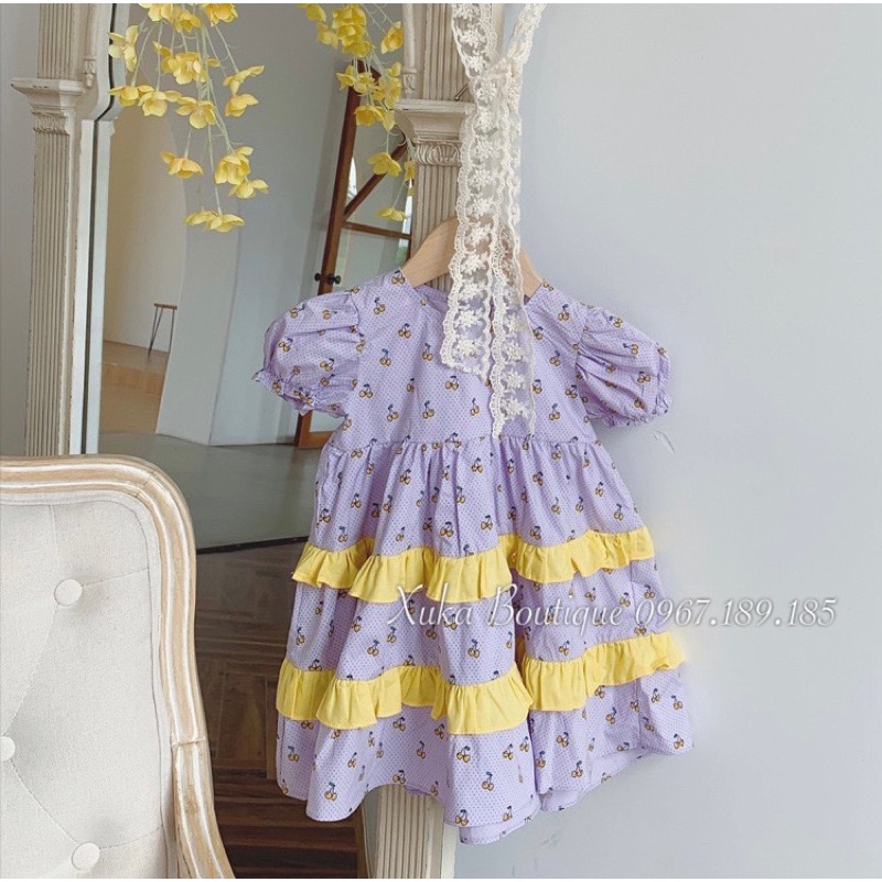 Váy Trẻ Em Màu Tím | Váy Xoè Công Chúa BabyDoll Quảng Châu Cao Cấp Cho Bé 1 - 8 tuổi Hãng GALAKOKO [Ảnh Thật]