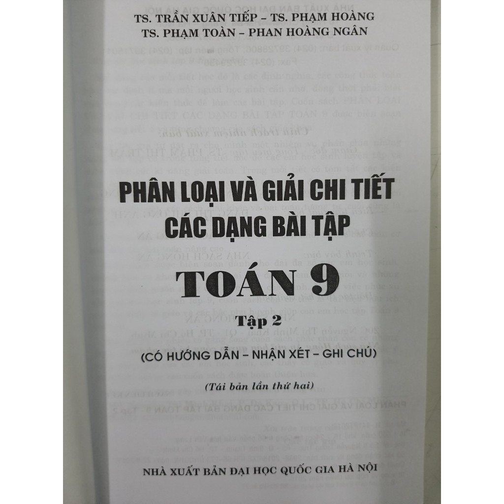 Sách - Phân loại và giải chi tiết các dạng bài tập Toán 9 tập 2