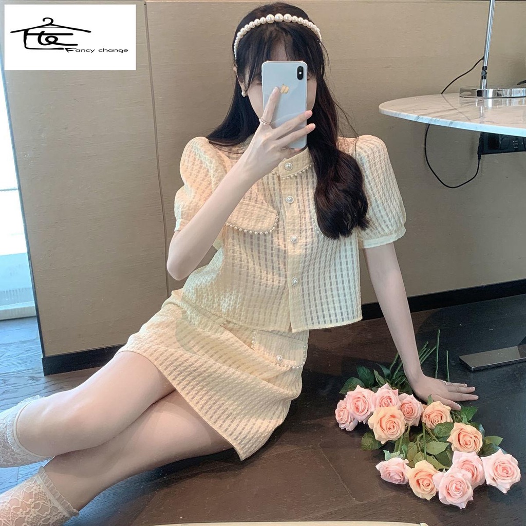 Bộ Áo + Chân Váy Chữ A Lưng Cao Phong Cách Phương Tây Thời Trang Mùa Hè Dành Cho Nữ~2022