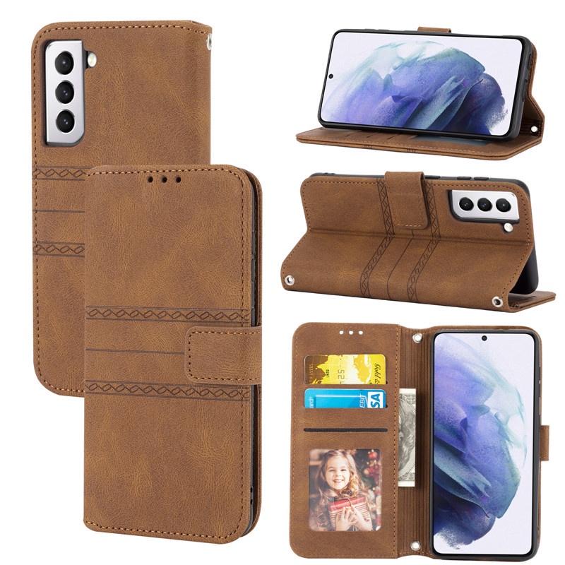 Bao da điện thoại nắp gập dạng ví thời trang cho Samsung Galaxy S22 S21 Plus Ultra S20 S21 FE A03